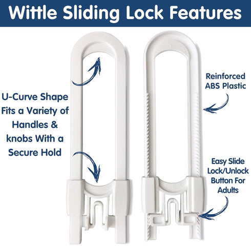 6-Pack Sliding Cabinet Locks - Reusable U-Shaped Child Cabinet Locks for Baby Proofing Cabinets, Drawers, Cupboards & More - No Tools, No Drilling...