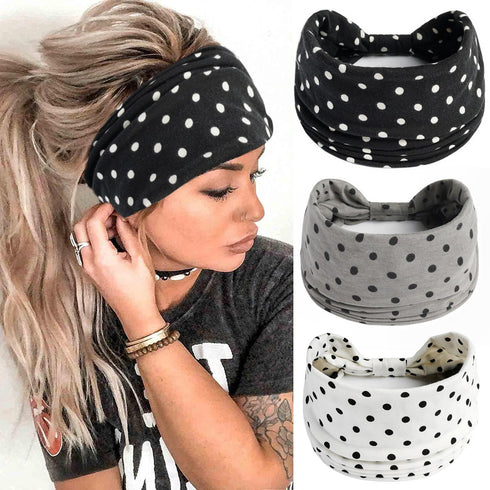 K-Elewon 3 Pack Women Wide Elastic Head Wrap Headband Sports yoga Hair Band (3 Pack(A14))...