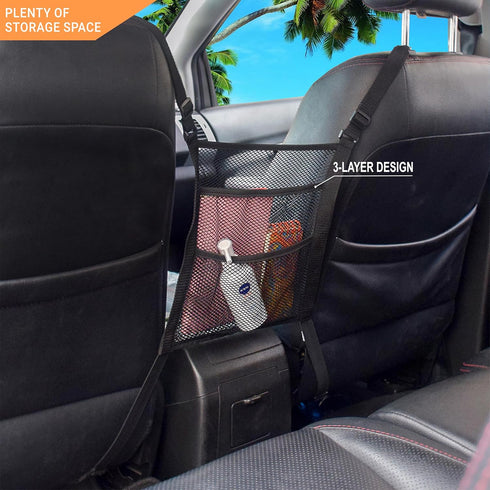Car Seat Net and Front Seat Net - Essential Dog Car Accessories for Safety, Large Dog Barrier, Storage, and Handbag Holder - Pet Barrier for Car...