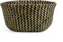 Woven Seagrass Belly Basket for Storage Plant Pot Basket and Laundry, Picnic and Grocery Basket (Medium, black strips)...