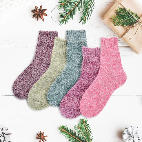 5 Pairs Wool Socks - Warm Wool Socks For Women/Men, Super Soft Crew Socks Boot Socks, Thick Knit Cozy Socks...