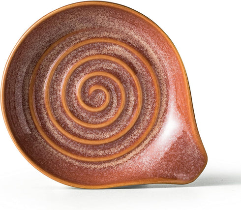 Spoon Rest, Ceramic Cooking Spoon Holder for Kitchen Counter, Large Utensil Rest for Spoons, Ladles, Tongs, Spatula, 5 Inches (Reactive Red Glazed...