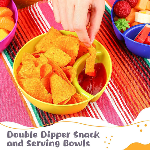 Weewooday Snack and Dip Bowls, Chips Serving Bowls Anti Soggy Divided Bowl plastic Stackable Dish Microwave and Dishwasher Safe Container for Chip...
