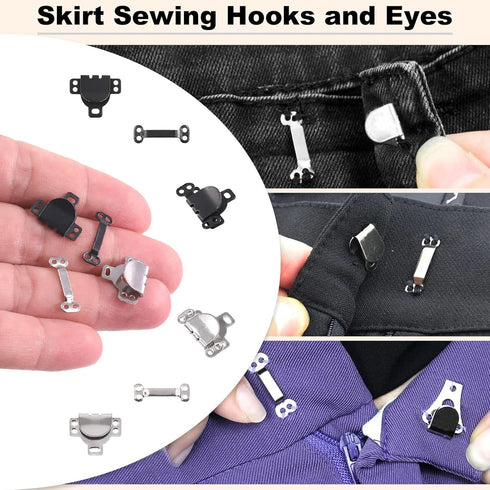 100 Pairs Skirt Hooks and Eyes Hook, Sewing Snaps Fasteners Press Studs Clothing Fixing Tools for Skirt, Bra, Trousers, Clothing, DIY Sewing Suppl...