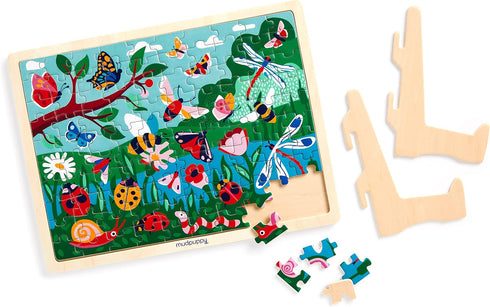 Mudpuppy Garden Life – 100 Piece Wooden Puzzle and Display Stand for Room Decor with Bright and Bold Illustrations of A Scenic Garden for Kids...