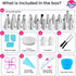 Riccle 94 pcs Cake Decorating Kit with Cake Turntable - Includes 50pcs 16 Inch Disposable + 2 Reusable Piping Bags and Tips Set, 24 Icing Piping T...