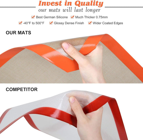 Silicone Baking Mat - Best German Silicone - Non Slip Silicone Baking Sheet, Non Stick Reusable Silicone Mats For Baking, Oven Liner, Counter Mat,...