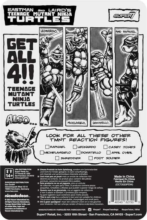 Super7 Teenage Mutant Ninja Turtles Leonardo (Comic Grayscale) - 3.75" TMNT Action Figure with Accessories Classic Cartoon Collectibles...