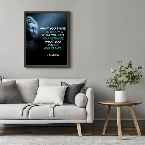 Posterizer 1 pcs-Spiritual Buddha Quotes-what you think you become-Motivational & Inspirational Art-Gift For Buddhism Meditation philosophy Fans- ...