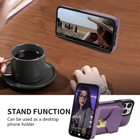 Compatible with iPhone 14 Pro Max 6.7 inch Wallet Case Crossbody Strap Leather Zipper Credit Card Holder Clasp Stand Cell Phone Cover for iPhone14...