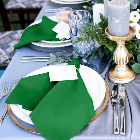 ANECO 12 Pieces Satin Napkins Soft Dinner Napkins Square Table Napkins 17 x 17 Inches for Restaurant Weddings Party Dinner Decoration(Forest Green...