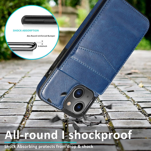 iPhone 13 Wallet Case with Credit Card Holder for Women Men PU Leather Wallet Case for iPhone 13 Case 6.1 inch (Blue)...