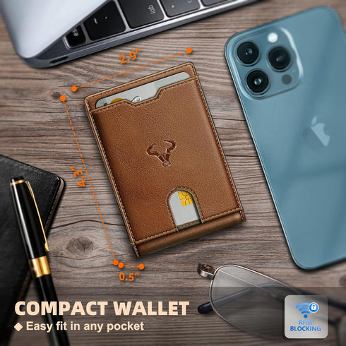 BULLIANT Men Wallet, Slim Leather Wallet Money Clip for Gift Men 3"X4.3" RFID Blocking 11 Cards...