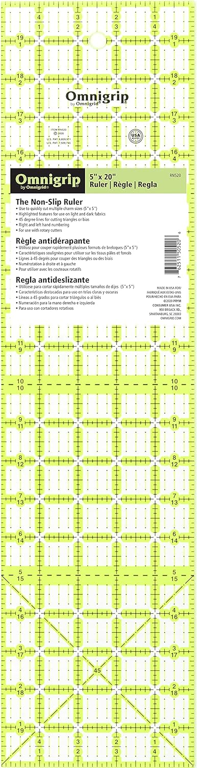 Omnigrid Omnigrip 5in x 20in Rectangle Ruler, none...