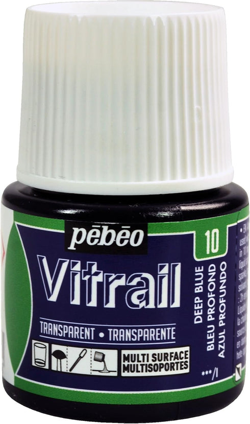Pebeo Vitrail, Stained Glass Effect Paint, 45 ml Bottle - Deep Blue, 1.52 Fl Oz (Pack of 1)...