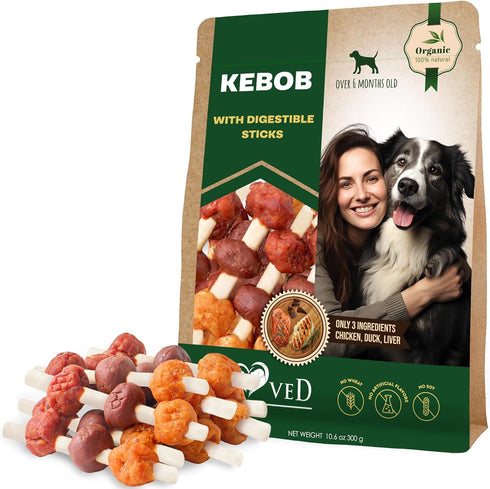 Beloved Pets Kabobs Dog Treats with Duck & Chicken Human Grade Meat - All Natural Pet Dried Snacks Rawhide - Free & Grain Free Long Lasting Chews ...