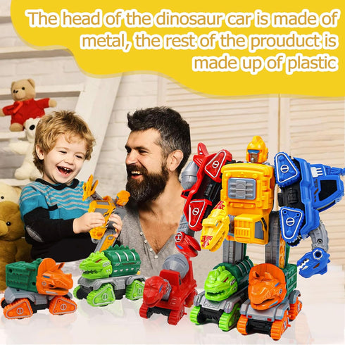 TOYMAKER Dinosaur Transformer Robot Cars Toys for Boys 5 in 1 Transformed Action Figure Construction Excavator Toys Rescue Bots Pull Back Cars Tak...