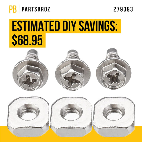 279393 Dryer Terminal Block Screw Kit Cord Whirlpool Kenmore Screws Part - Easy to Install - Replaces Ap3020386 279393d 279393vp 3184 Ah334188 Ea334188 Ps334188