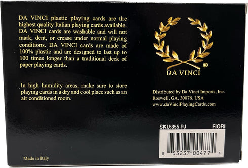 DA VINCI Fiori, Italian 100% Plastic Playing Cards 2 Deck Set, Poker Size Large Print Jumbo Index...