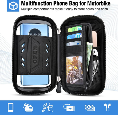 Waterproof Motorcycle Phone Mount 360° Rotation Motorcycle Rearview Mirror Phone Holder Anti-Shake Large Capacity Motorcycle Cell Phone Holder wit...
