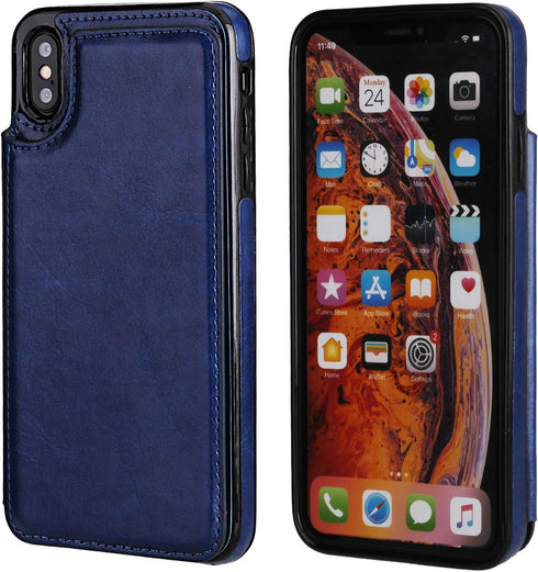 iPhone Xs Max Wallet Case with Card Holder,OT ONETOP Premium PU Leather Kickstand Card Slots Case,Double Magnetic Clasp and Durable Shockproof Cov...