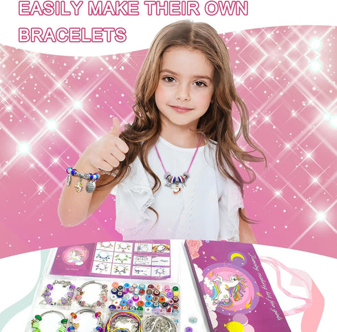 Redtwo 200 Pcs Charm Bracelet Making Kit, Friendship Jewelry Making Supplies Unicorn/Mermaid/Birthday Gifts Toys for Teen Girls Age 4 5 6 7 8 9 10...