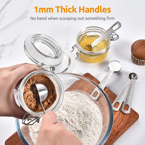 U-Taste Teaspoon Tablespoon Measuring Spoons: 18/8 Stainless Steel Measure Scoop Set of 5, 1/4 TSP, 1/2 TSP, 1 TSP, 1/2 TBSP & 1 TBSP, Metal Kitch...