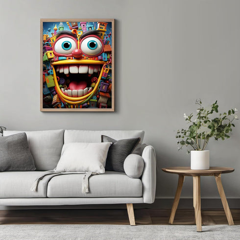 Posterizer 1 pcs-smiling robotic friend made out of lego blocks-Abstract & Modern Art-Fantasy & Fiction Art-Gift for Art Lovers-Decor for Home & O...