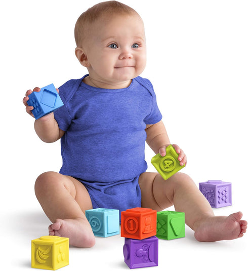 Bright Starts KaledioCubes 9pk Stack & Squeeze Blocks Baby Bath Toys - Play & Learn with Colors, Numbers & Shapes, Ages 3 Months+, Multicolor...