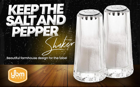 YBM Home Salt and Pepper Shakers Acrylic with Stainless Steel Lid, 1.5oz Clear Spice Herb Dispenser for Dining Table and Farmhouse Decoration, 123...
