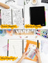 SUNEE Graph Paper Notebook - 300 Pages, 5 Subject, 8.2"x10.8", 5 x 5mm Grid, 5 Pocket Colored Dividers, 3-Hole Punched Quad Paper for Math, Engine...