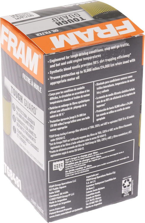 FRAM Tough Guard Replacement Oil Filter TG8481 with SureGrip, Designed for Interval Full-Flow Conventional and Synthetic Oil Changes Lasting Up to...