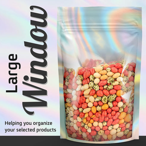 Resealable STANDUP Mylar Hologram Metallic Amazing Bags 4 * 4.7 inches. 100 Pk – Airtight, Waterproof, Zip Lock/heat seal-Opaque Foil Pouch. Food ...