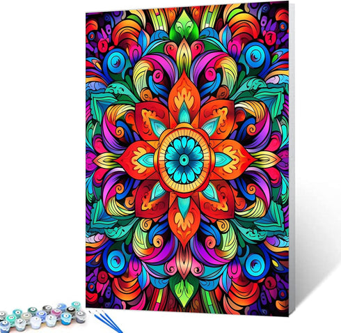 Aihonmin Rustic Flower Pattern Pictures paint by numbers for adults beginner?DIY Abstract Floral Pictures Kit Art Craft Canvas Wall Decoration Dig...
