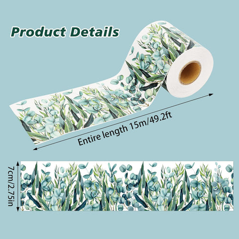 49.2 Ft Eucalyptus Bulletin Board Border, Self-Adhesive Eucalyptus Bulletin Board Border Trim for Back to School Classroom Home Office Wall Theme ...
