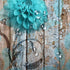 JAWO Teal Dahlia Shower Curtain, Dahlia Flower on Rustic Wooden Plank Country Style, Fabric Shower Curtain Set with 12 Hooks Bathroom Curtain Wate...