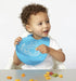 modern-twist Bucket-Bib 100% Food-Grade Silicone, Waterproof and Reusable, Owls – Electric Blue...