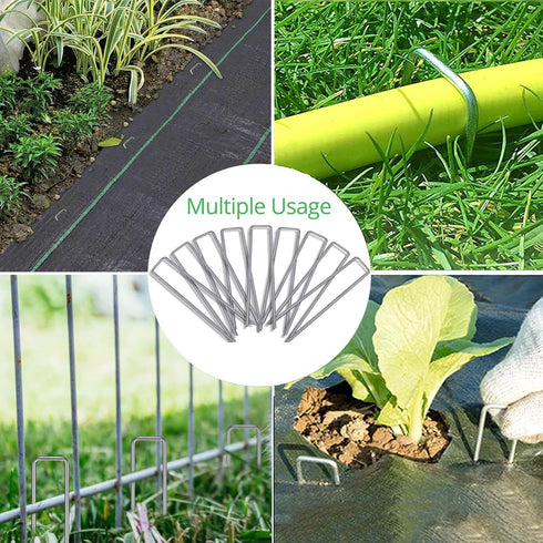 6 Inches Garden Stakes Metal Landscape Staples 16 Packs 11 Gauge Stakes Galvanized Steel Lawn Stakes Yard Staples Securing Pegs for Weed Barrier F...