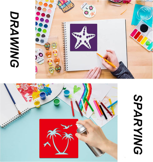 24 Piece Stencils for Kids Stencils for Painting Sidewalk Chalk Stencils Outdoor Garden Themed Stencils Hawaii Style Collection-5in...