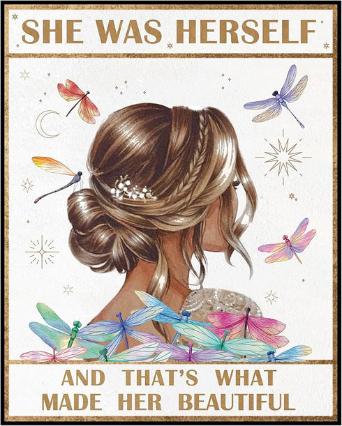 Posterizer 1 pcs-she was herself , thats what made her beautiful-Inspirational Women's Art-Motivational & Inspirational Art-Gift for Moms-Living R...