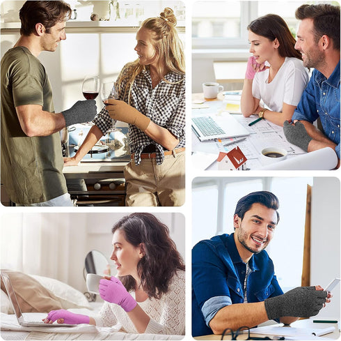 DISUPPO Arthritis Compression Gloves Relieve Pain from Rheumatoid, RSI,Carpal Tunnel, Hand Gloves Fingerless for Computer Typing and Dailywork, Su...
