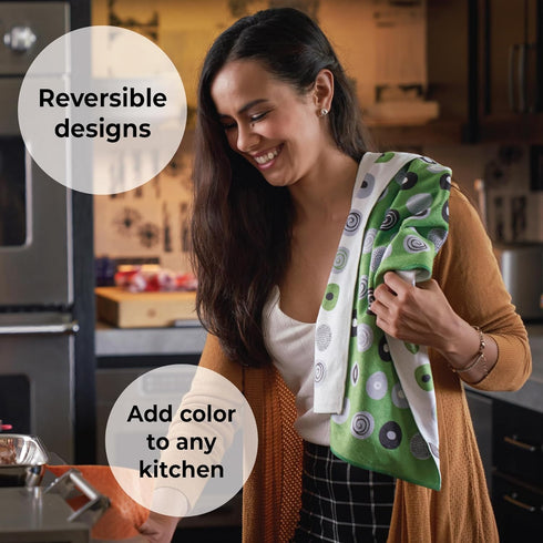 Skoy Kitchen Towel, 1-Pk 100% Recycled Polyester Towel for Dishes, Glassware, Cookware and Hands, Reversible Design, Absorbent Kitchen Towel, 18" ...