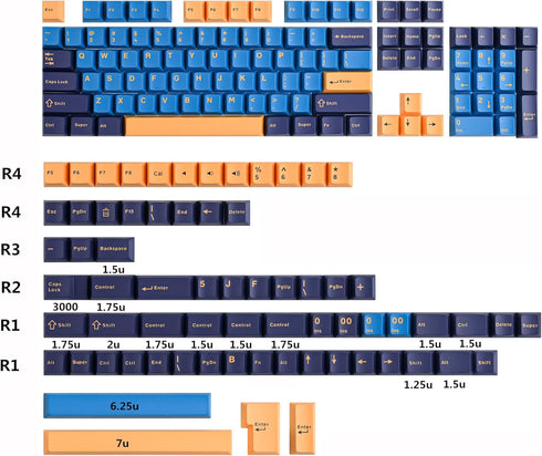 Japanese Keycaps Cherry Profile 60% PBT 172 Key Cap Set for Cherry Mx Gateron Kailh Switch for 60% 65% TKL Keyboards?Nautilus?...