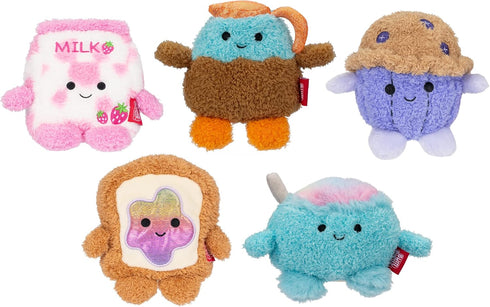 4.5-inch BreakfastBumz Plush 5-Pack - Blueberry Muffin Melissa, Coffee Colton, Toast with Rainbow Jam Timothy, Cereal Cyrus, and Strawberry Milk S...