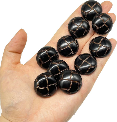 10Pc Black Plastic Resin Imitation Leather Buttons with Shank Sew On for Clothes Dress Coat Jeans Crafts 25mm 1 Inch...