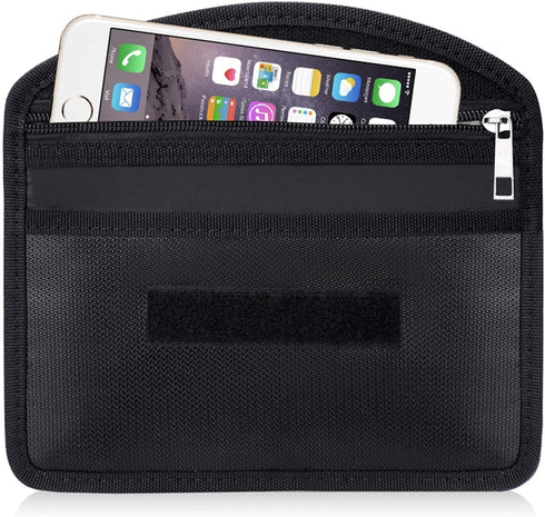 Fireproof Faraday Bag with Zipper Anti-Tracking EMF GPS RFID Car Key Signal Blocker Wallet Shielding Pouch Protective Case for Cell Phone Privacy ...