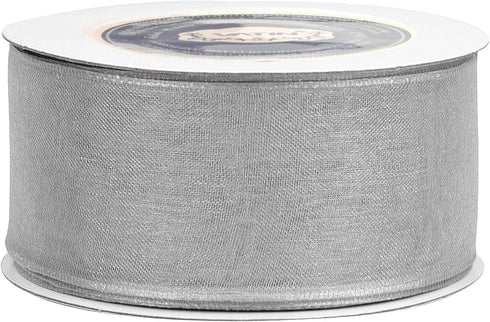VATIN Silver Organza Wired Ribbon, 1-1/2" Silver Sheer Ribbon with Metallic Edge for Christmas Tree Decoration Gift Wrapping Wedding Crafts -25 Ya...