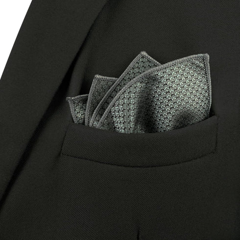 S&W SHLAX&WING Mens Tie Dark Gray Charcoal Gray Matching Pocket Square Only...