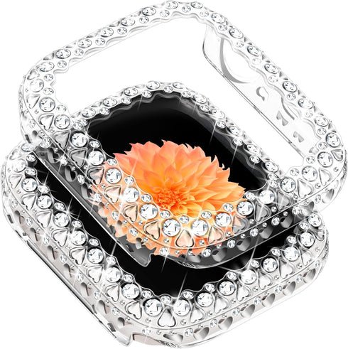 Bling Bumper Case Women Compatible with Apple Watch 45mm Full Diamond Protective Face Cover PC Frame Protector Accessories for iWatch Series 7/8/9...