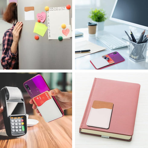 Sublimation Blanks Phone Wallet - PU Leather Card Holder for Back of Phone Stick on iPhone Android HTV Friendly DIY Blanks for Vinyl Projects (Whi...
